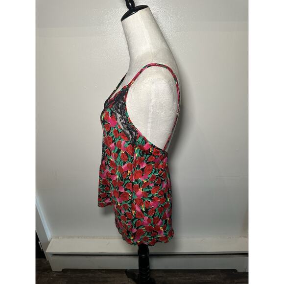 Vintage 90s VICTORIA'S SECRET Lace TULIP FLORAL Print Lingerie Slip Night Gown - Picture 4 of 8